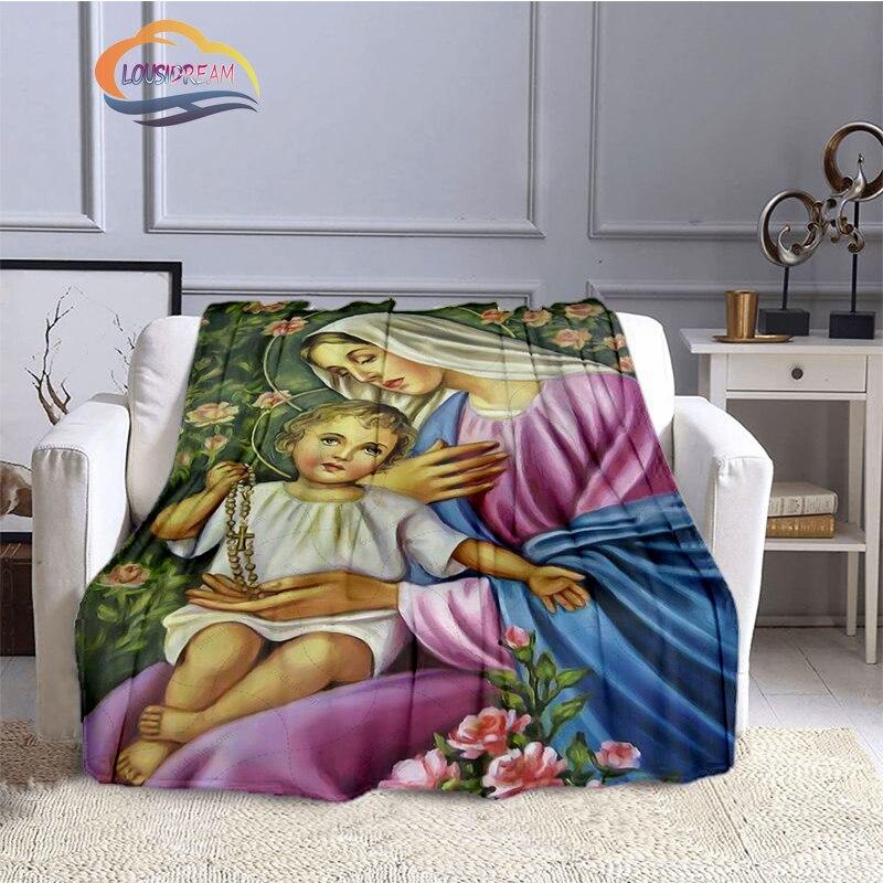 Одеяла с 3D принтом Христа Пресвятой Девы Марии, модные фланелевые кашемировые одеяла, модные религиозные мягкие покрывала, диванные одеяла
