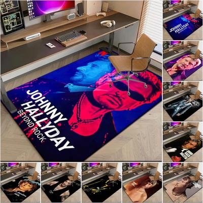 1pc French Rock Legend Johnny Hallyday Carpet Rug for Living Room Bedroom Home Sofa Decoration,Kids Play Non-slip Floor Mat