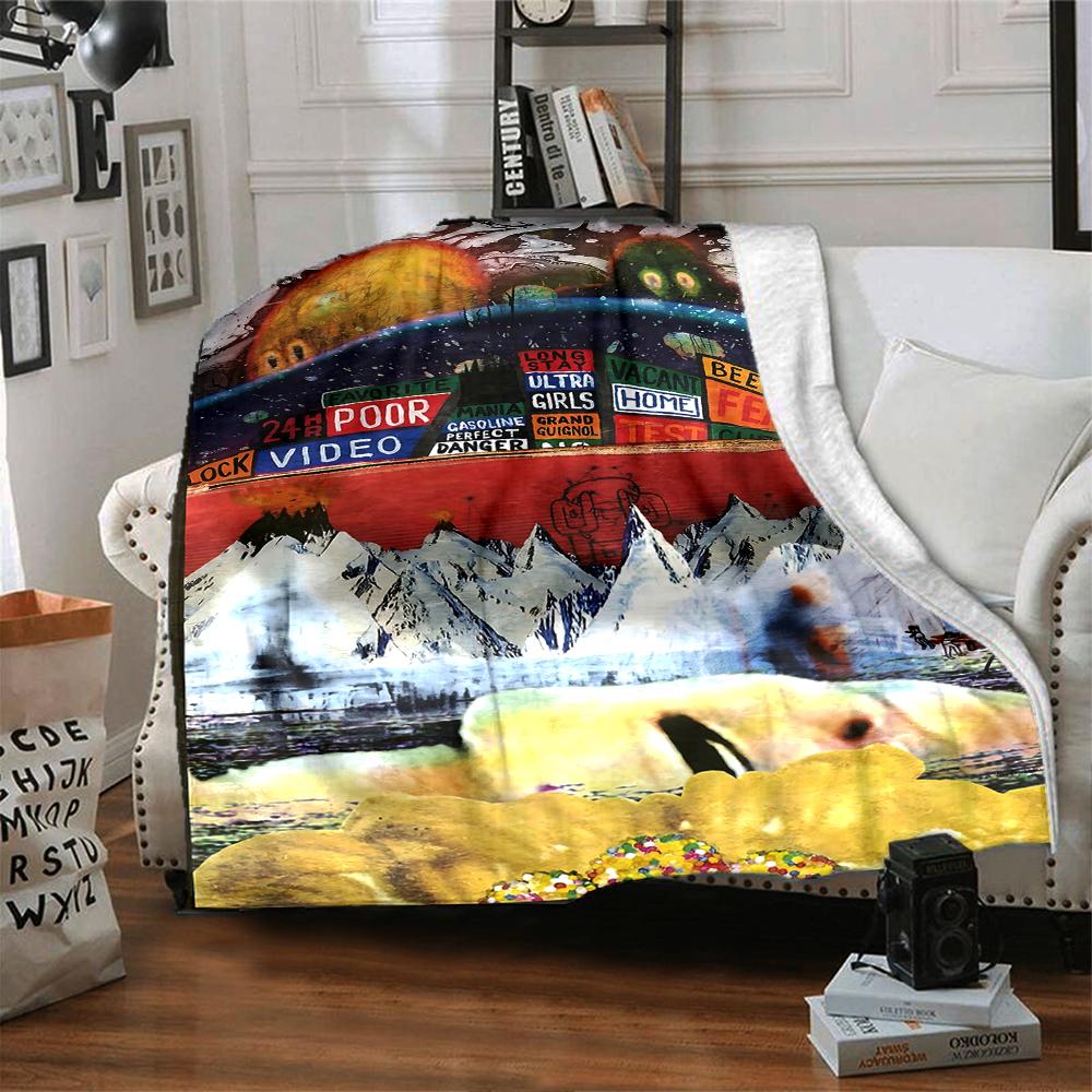 Abstract Surreal Landscape Blanket Soft Throw Blanket For Home Bedroom Bed Sofa Travel Office Solid Christmas Blanket
