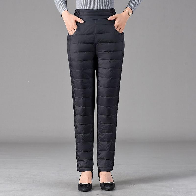 L~5XL зимние брюки для пожилых людей среднего возраста, женские верхние брюки с высокой талией, большие размеры, бархатные, облегающие, плотные, женские брюки из хлопка с пухом