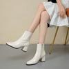 Fashion Zipper White Ankle Boots for Women Stretch Middle Heel Large Size Short Boot Fashion Pointed Shoes 2025 New
