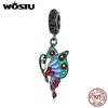 925 Sterling Silver Plated Black Gold Colorful Rose Butterfly Pendant Animal Charm Beads Fit Original DIY Bracelet Jewelry