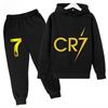 Весна Осень Cr7 3-12 лет Детский Комплект Худи+Брюки Костюм Комплект из 2 предметов Мальчики Девочки Повседневный Детский Спортивный Костюм