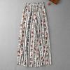 2025 Summer New Retro Red Floral Wide-leg Casual Pants Women's Loose and Thin Vertical Straight Light and Long Pants