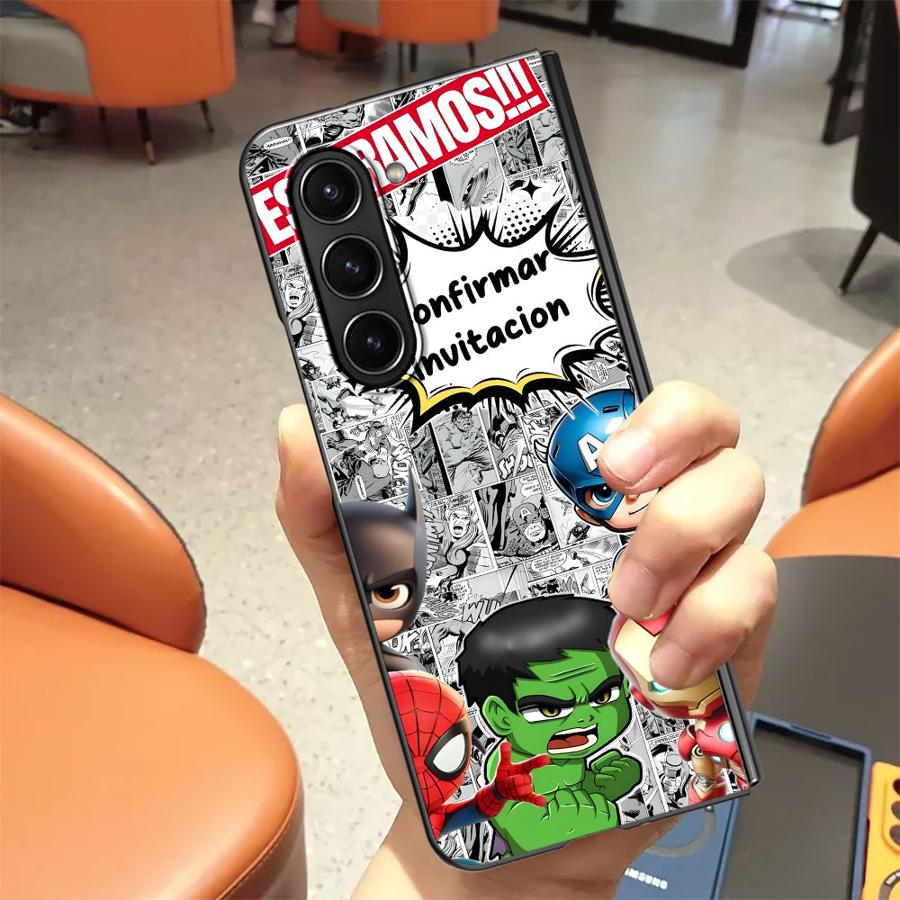 Чехол для Samsung Galaxy ZFold6 ZFold4 ZFold3 ZFold5 ZFold7 Z Fold 7 6 5 4 3 Задняя крышка телефона Marvel Мультфильм Железный Человек Халк