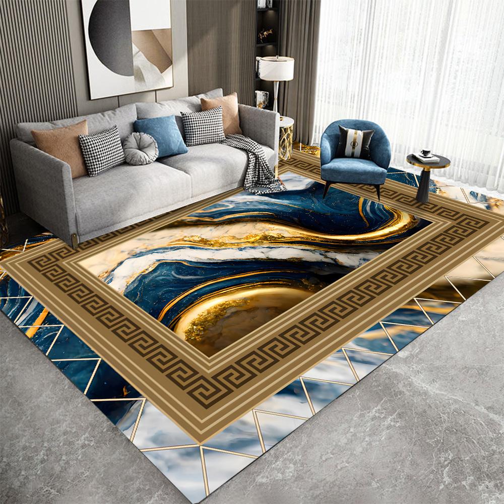 Luxury Golden Carpet for Living Room Decoration Modern Abstract Home Office Large Area Rugs Decor Soft Bedroom Lounge Floor Mat