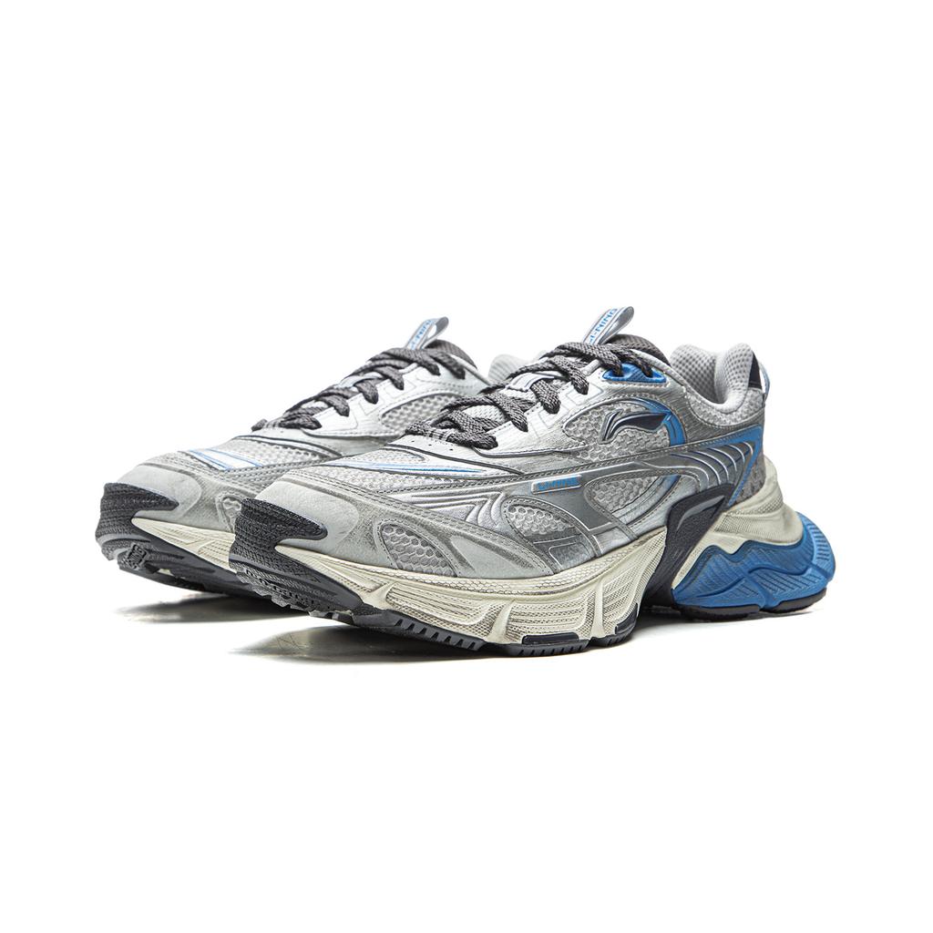 Li Ning Xingji Амортизирующие износостойкие дышащие низкие массивные кроссовки мужские Спокойный серый AGCV353-2