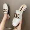 Leather Sandals Bag Head Half Slippers Women's Summer Wear Fashion New Sandals Thick Heel Single Shoes Internet Celebrity Muller Shoes