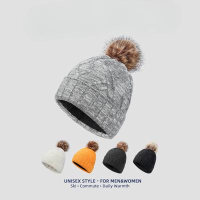 Европейские и американские зимние вязаные шапки для мужчин и женщин, теплые однотонные жаккардовые шапки, утолщенные флисом, уличные ветронепродуваемые шерстяные шапки