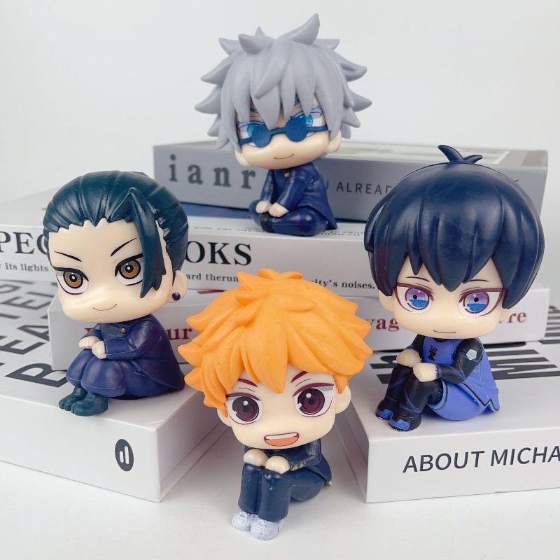 8 Фигурок из Аниме Blue Lock, Jujutsu Kaisen, Haikyu Набор Милые Q-Версии Сидячая Поза Коллекционная Модель Игрушка Подходит В Качестве Подарка для Фанатов Аниме
