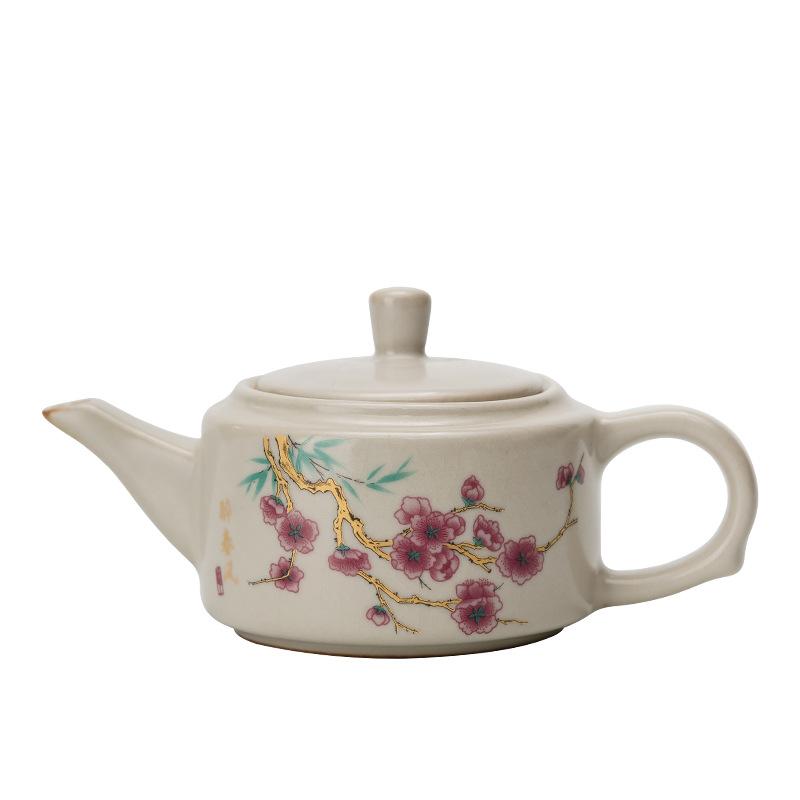 Guofeng suet jade teapot kung fu tea set bubble teapot home hospitality handmade ceramic tea cup high-end single pot