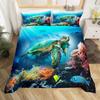 Sea Turtle Duvet Cover Full Size,Ocean Bedding Set for Kids Teens,Beach Comforter Cover,1 2 Pillowcases 3 Piece for Teens Boys
