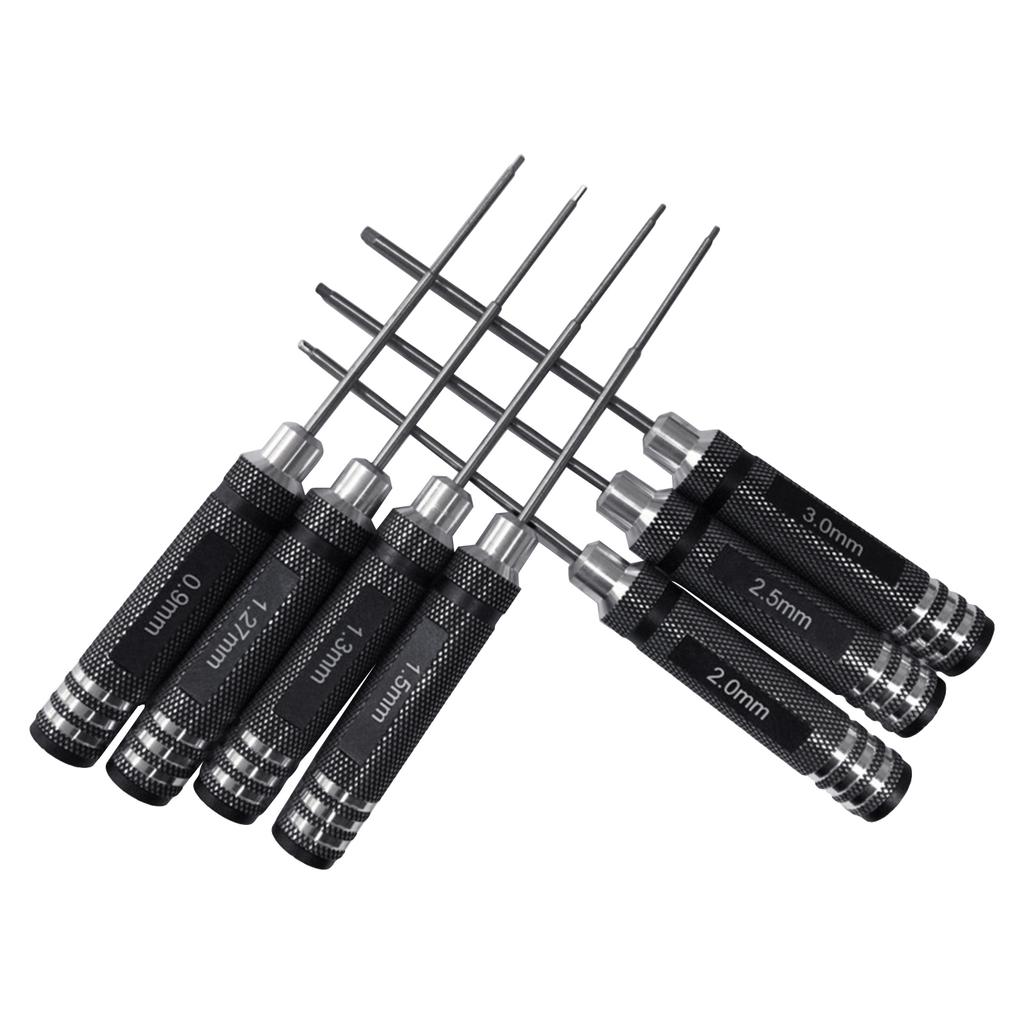 7 Pieces Hex Screwdriver Tool Set Mini Screwdriver with Precision Handle 0.9mm-3.0mm for RC Helicopter Model Repair Tool