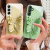 Зеленый Цветок Бабочка Для Samsung A 73 72 71 70 56 55 54 53 52 51 50 42 35 34 33 32 31 26 25 24 23 22 30 20 стеклянный чехол для телефона