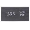Digital LED Wood Desk Clock Voice Control Triangular Temp Humidity Alarm White Light