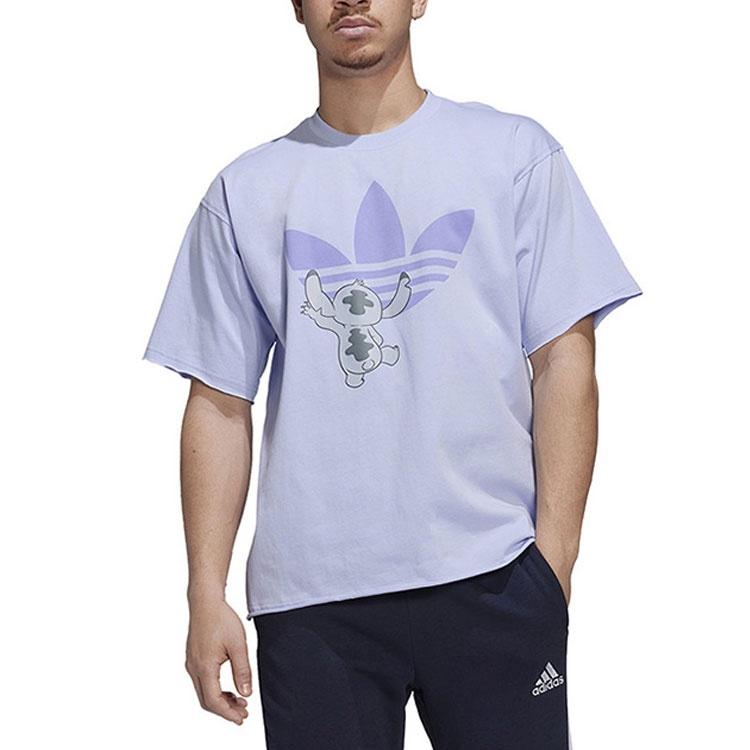 adidas originals x Disney Crossover Solid Color Stitch Cartoon Pattern Printing Short Sleeve Lavender T-Shirt Men's HT3941