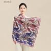 JIUMU Double-Sided Printed Mulberry Silk Square Scarf