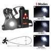 Lampe Frontale USB LED Rechargeable pour Course - Noir - 3 Modes - 50m - ABS - 240 min