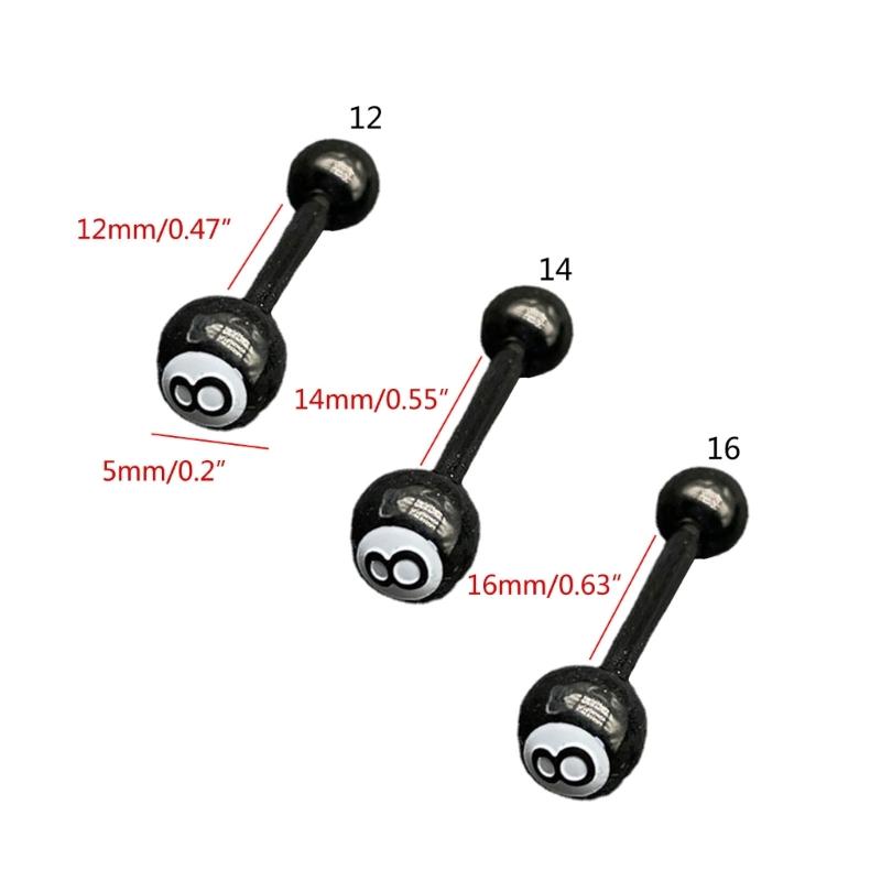 Бильярдные кольца для языка для женщин, ювелирные изделия для пирсинга языка из нержавеющей стали, длина стержня 12-16 мм для колец для пирсинга языка