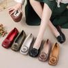 2025 Spring Handmade Genuine Leather Floral Moccasins for Women - Soft Sole, Shallow Mouth, Flat Bottom
