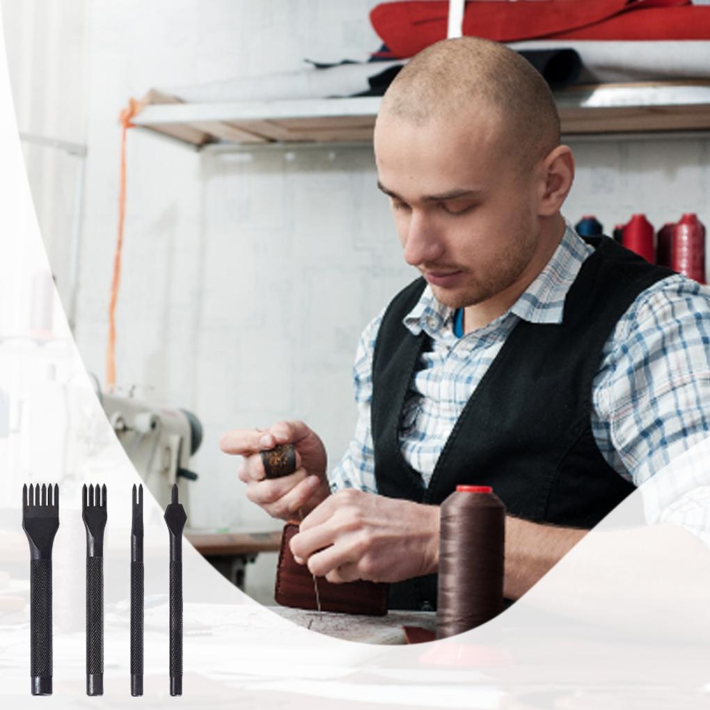 4PCS Hole Punches High Carbon Steel Hollow Punching Tool Smooth Sturdy Leather Craft Tools Working Adult Woman