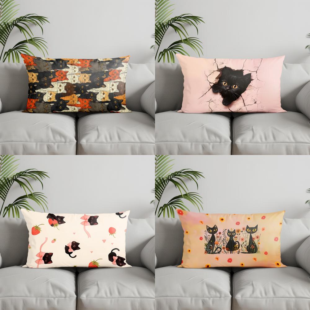 Домашний Декор Милые Кошки Дизайн Наволочки Подходит Для Дивана Спальни Автомобиля Наволочка Подушка Прямоугольная Подушка Для Спины