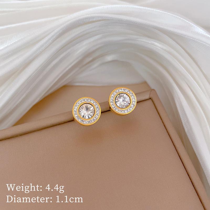 ZAKOL Блестящий Кристалл Циркон Круглый Кулон Ожерелье Серьги для Женщин Изысканная Цепочка из Нержавеющей Стали 2 Шт. Набор с Цирконом