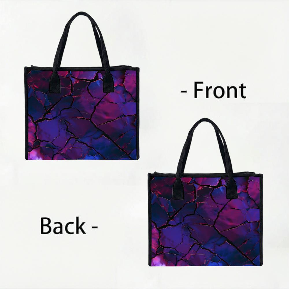 Stylish Purple Cracked Pattern Large Capacity Tote Bag for Daily Commute Shopping