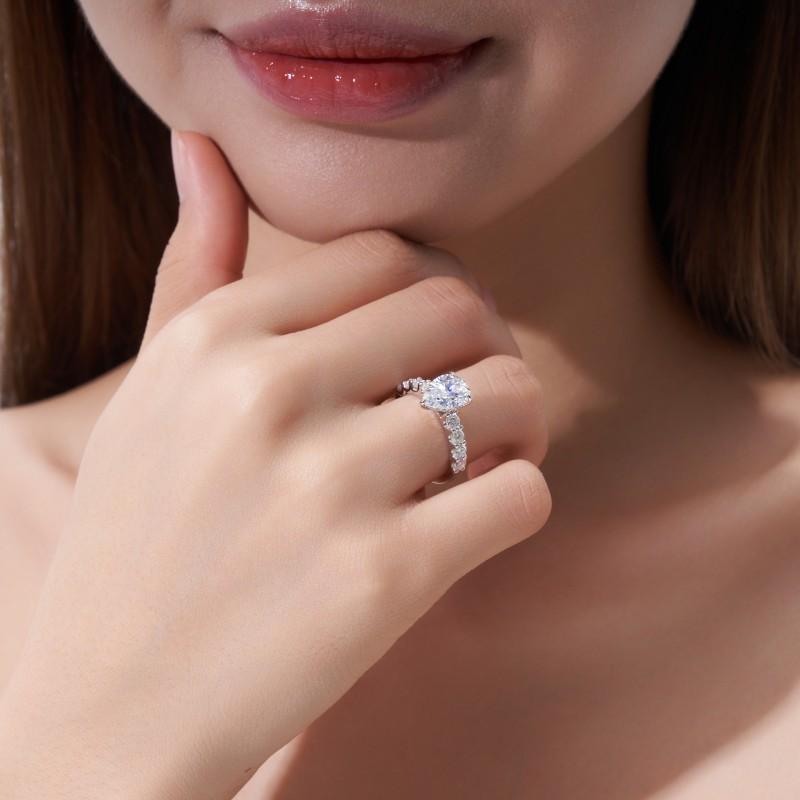 Elegant Pear Shape Moissanite Ring Women Sterling Stackable Lightweight Hypoallergenic Jewelry