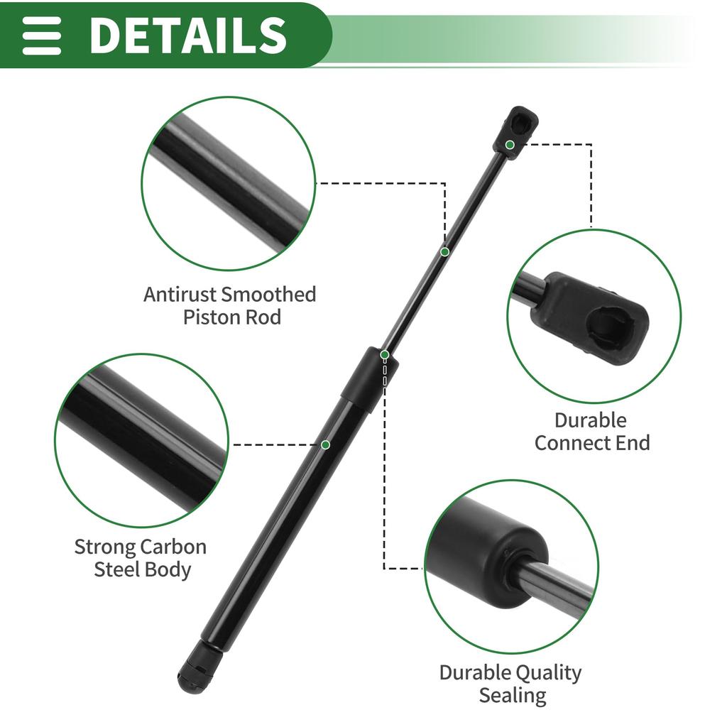 Motoforti Universal Lift Support Strut Gas Springs 14"/350mm 78lbs/350N/35kg Carbon Steel Black, 1 Set
