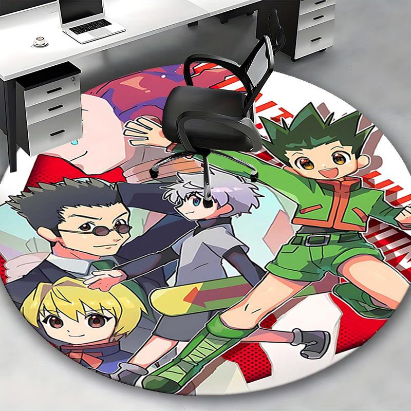 1 шт. Круглый ковер с персонажами аниме Hunter x Hunter - Коврик под офисное кресло, Противоскользящий ковер для декора дома, Гостиной, Спальни, Игровой комнаты, Идея для подарка.H024