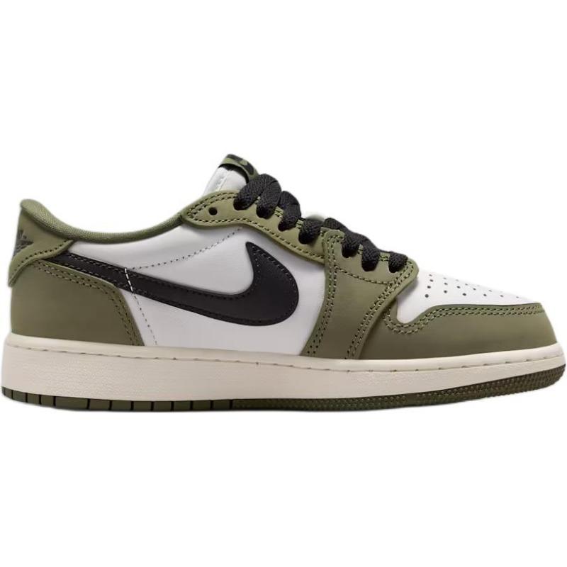 Air Jordan 1 Retro Low "Medium Olive" GS низкие баскетбольные кроссовки оливково-зеленый/черный/белый унисекс HQ6999-200