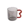 Colored Glass Cup with Wave Handle Coffee Breakfast Cup  Large Capacity Milk Cup Microwaveable  Cross-border