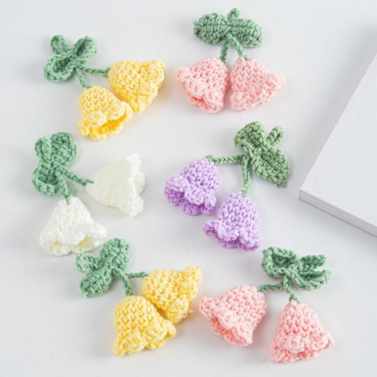 Вязаный брелок для ключей с цветком ручной работы, женский вязаный крючком шерстяной цветок, сумка в виде листа, подвески