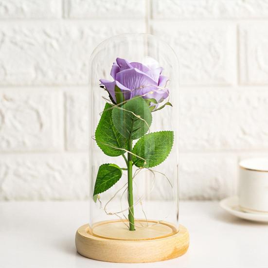 Artificial Rose Flowers Eternal Rose with LED Light Realistic Looking Battery Powered Simulation Rose Flower Holiday Gifts