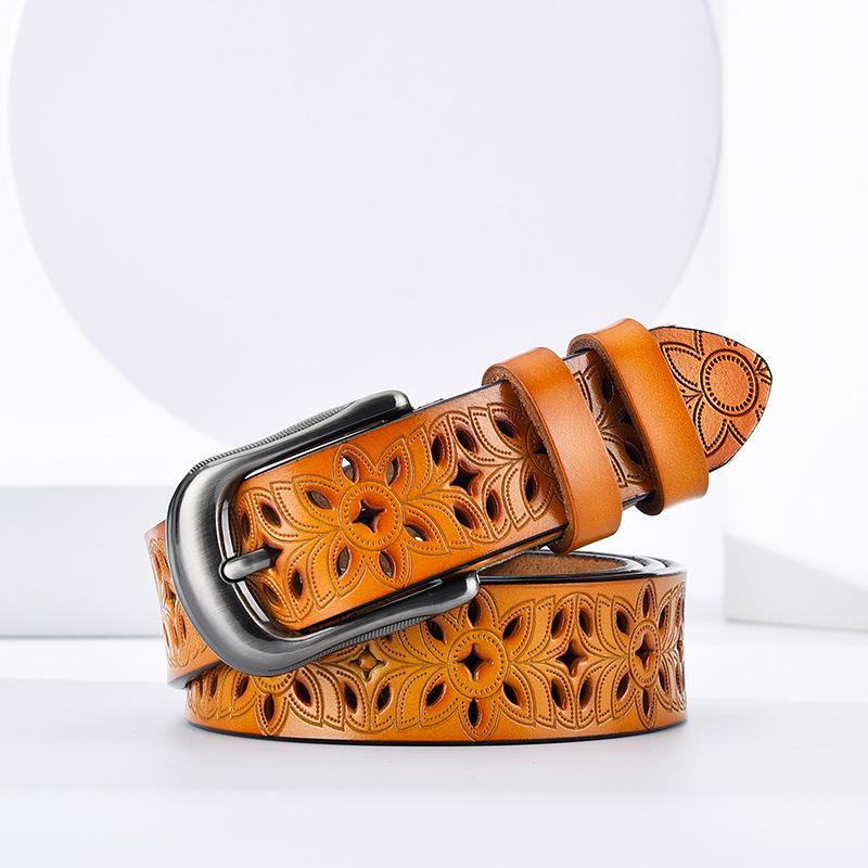 Женский ремень Кожаный Полый Ремень из Коровьей Кожи Тонкий Декоративный Ремень