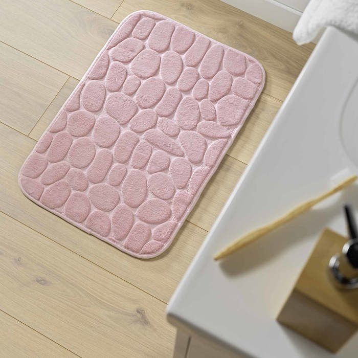 Tapis de bain - Ricochet - 50 x 80 cm - Rose poudre - Doux - Lavable