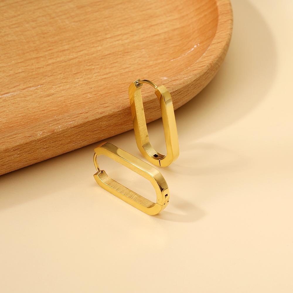 Stainless Steel Smooth Metal Hoop Earrings for Women Girls Men Oval Shape Circle Round Hoops Jewelry Gifts Fashion Accessories