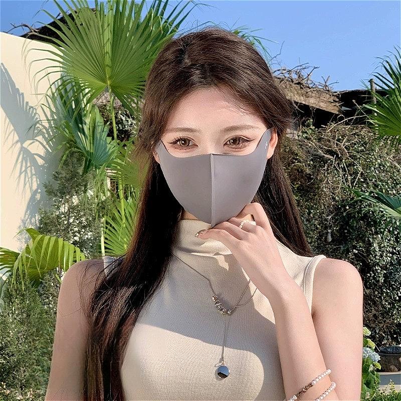 3D УФ-защитная солнцезащитная маска Ice Silk, дышащая, не оставляющая следов маска с гиалуроновой кислотой для велоспорта, бега, спорта на открытом воздухе