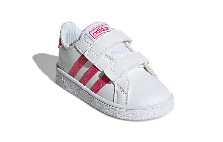 adidas Neo GRAND COURT Амортизация Низкие Скейтбордические Кроссовки Белый Розовый Для Младенцев И Малышей EG3815