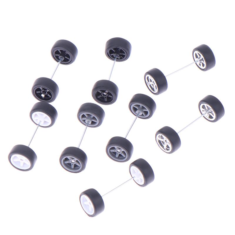 1Set Diy Racing Vehicle Toys 1:64 Car Wheels For Rubber Tire With Wheel Axle Model Modified Part