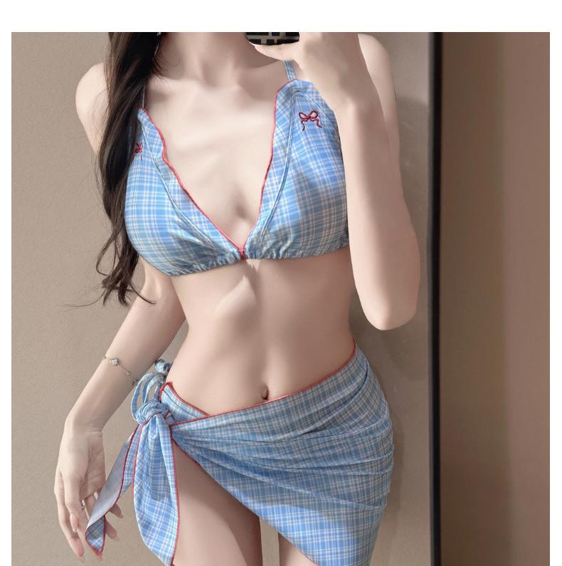 Винтажный трехсекционный купальник-бикини на бретельках с бантом, Push-Up, для девушек, облегающий, для маленькой груди