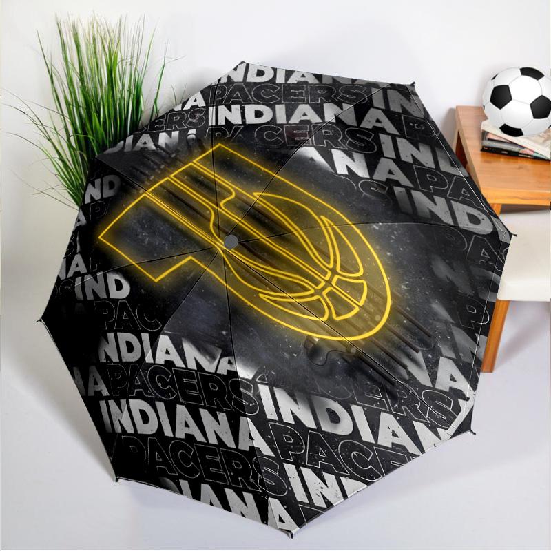 basketball Pacers Neon Art Umbrella 8-Frame for Travel, Camping, Casual Lightweight Portable Umbrella, Essential for Every Family Holidays Gift