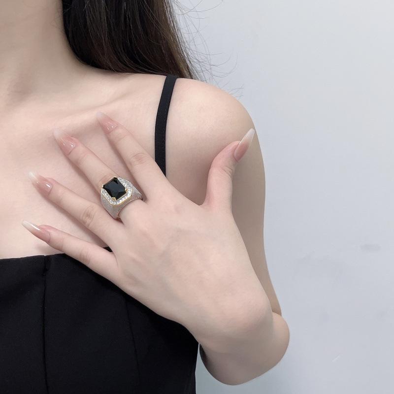 Хип-хоп стиль цирконовое кольцо, роскошное личностное изумрудное мужское и женское кольцо ювелирные изделия партия