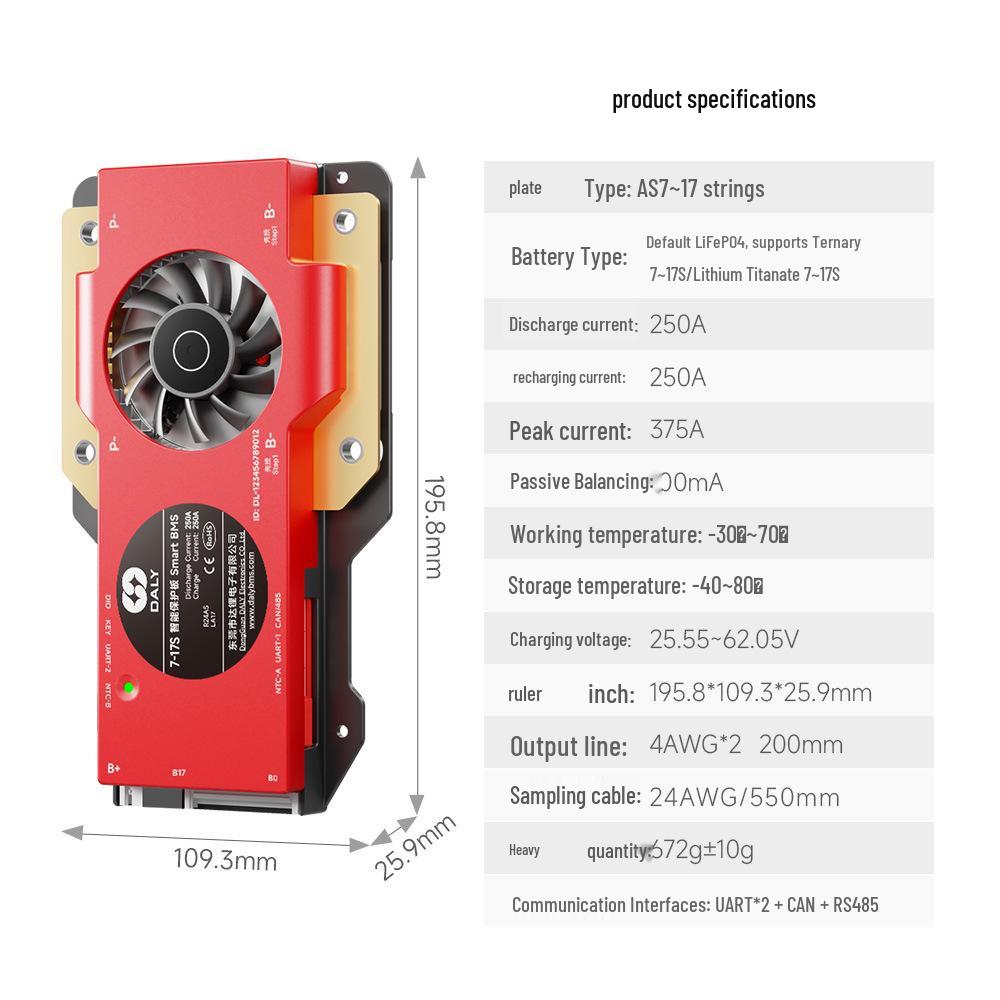 Dali Smart Bluetooth 100A Outdoor Power Supply: 4-24 String Series/Parallel Lithium Battery Protection Board