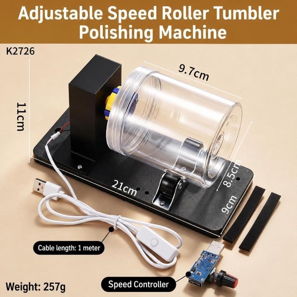 Silent Run Rotary Tumbler Polisher Adjustable Speed Bead Tumbler Polisher For Jewelry Ornament