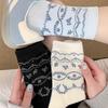 Female Spring and Autumn Bowtie Love Curled Edge Matching Color In Tube Cotton Socks