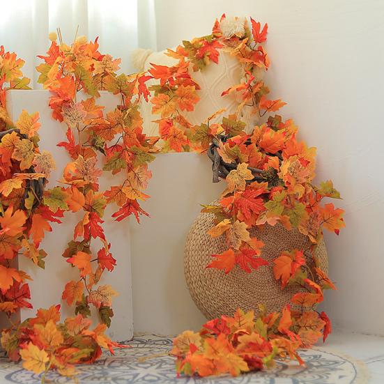 6,5-футовая осенняя гирлянда из кленовых листьев, искусственные осенние листья, подвесное украшение из лозы, реалистичный декор из листвы на День благодарения для дома, свадьбы, сада, офиса