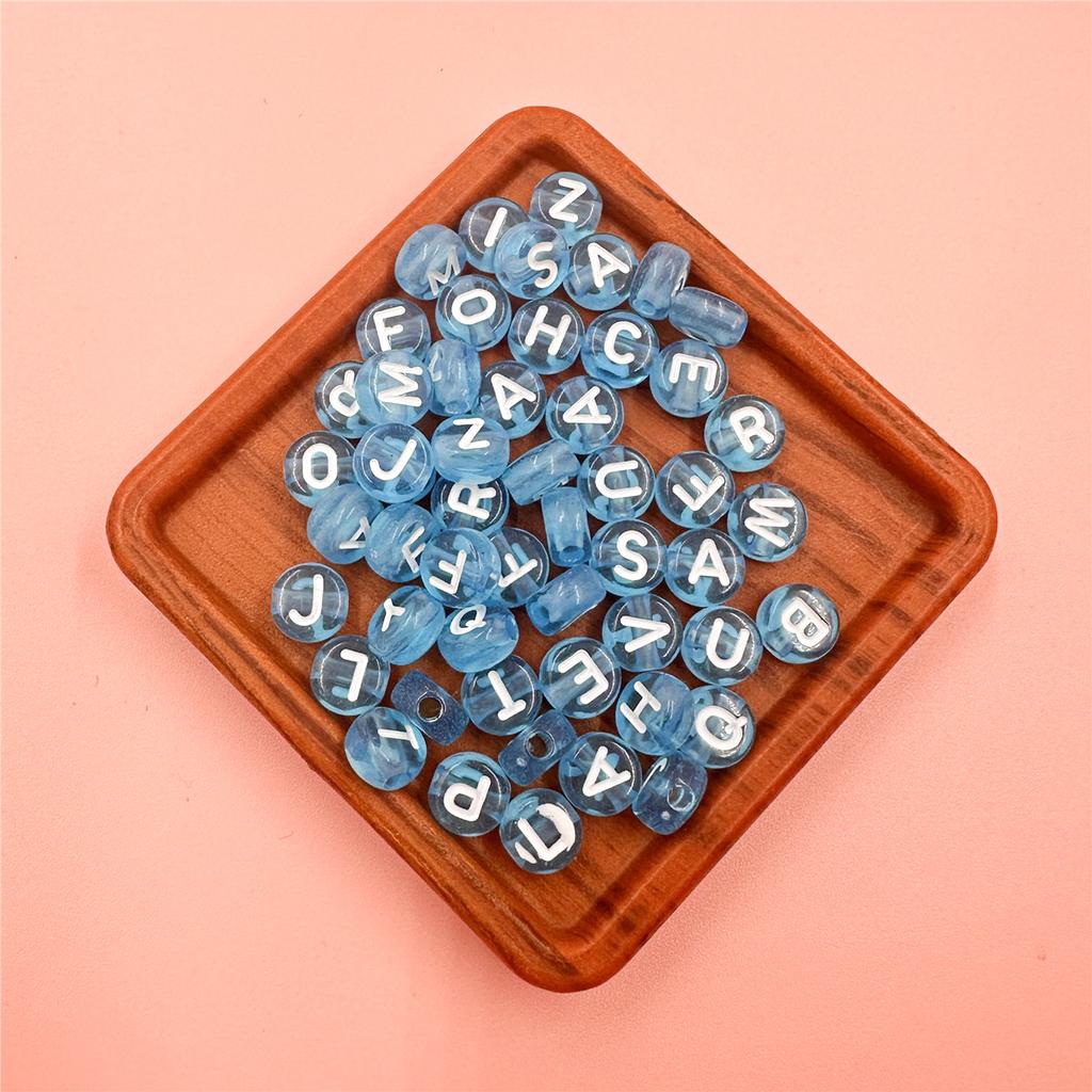 100Pcs 7mm DIY Crafts Transparent Letter For Jewelry Making Loose Beads Necklace Bracelet Pendant Wholesale