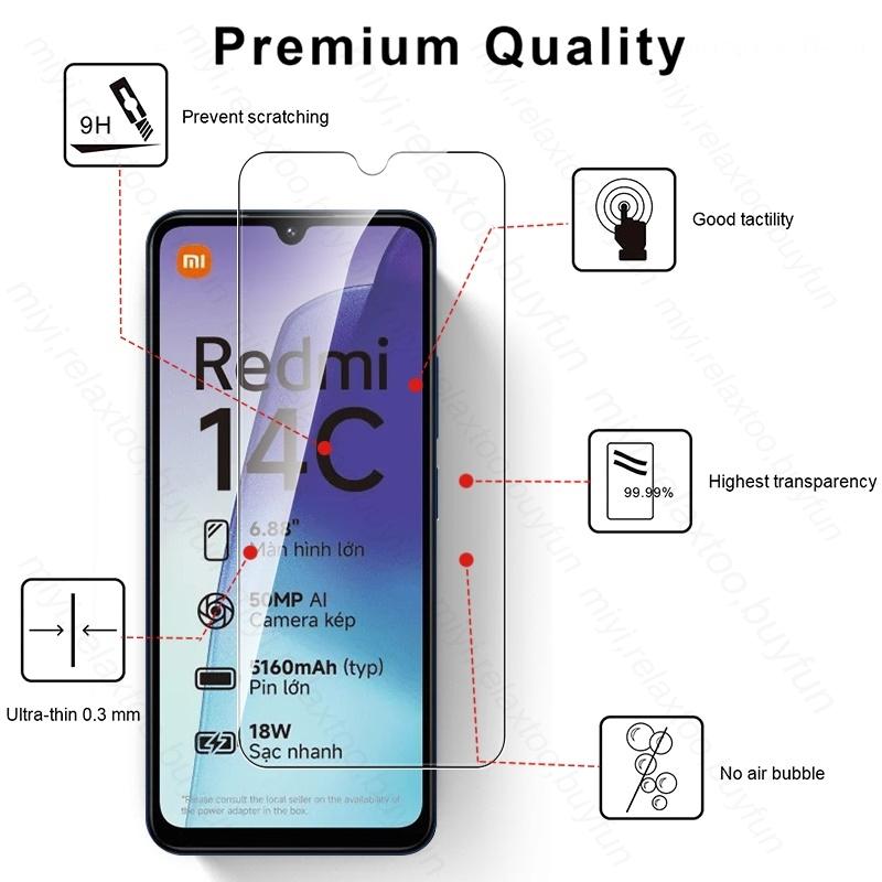 Чехол-бампер из закаленного стекла 4 в 1 для Redmi 14C 15C 4G 5G Защита объектива камеры Защитное стекло экрана Readmi Redmy Redmi14C 14 C C14 Redmi15C 15 C C15